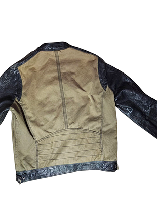 Байкерська куртка,бомбер,54 розмір, шкіра ягня,канвас,хлопок, стиль мілітарі.,бренд punchboll..5 фото