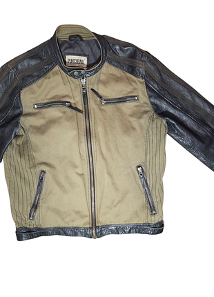 Байкерська куртка,бомбер,54 розмір, шкіра ягня,канвас,хлопок, стиль мілітарі.,бренд punchboll..3 фото