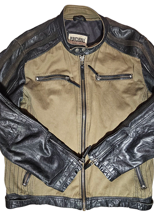 Байкерська куртка,бомбер,54 розмір, шкіра ягня,канвас,хлопок, стиль мілітарі.,бренд punchboll..2 фото