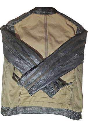 Байкерська куртка,бомбер,54 розмір, шкіра ягня,канвас,хлопок, стиль мілітарі.,бренд punchboll..7 фото