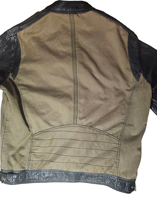 Байкерська куртка,бомбер,54 розмір, шкіра ягня,канвас,хлопок, стиль мілітарі.,бренд punchboll..9 фото