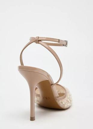 Открытые сетчатые туфли на каблуке со стразами3 фото