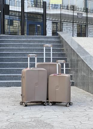 С 004 шампань полипропилен marsel маленький чемодан дорожный s на колесах 4 колеса ручная кладь