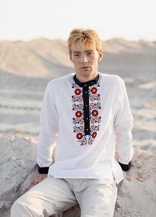 Чоловіча вишиванка з білого льону