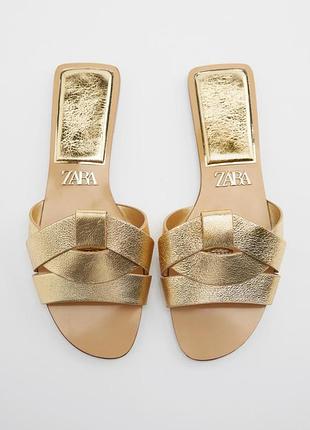 Кожаные шлепанцы сандалии zara