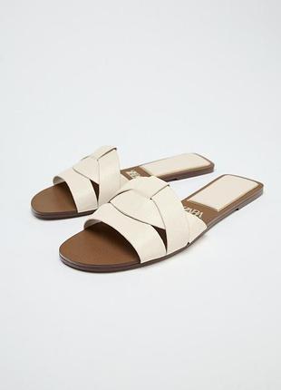 Кожаные шлепанцы сандалии zara