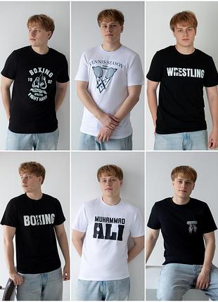 Чоловіча стрейчева бавовняна футболка, футболка бокс, реслінг, теніс, спорт для чоловіків