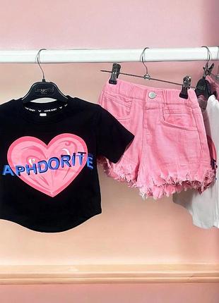 Летний костюм для девочки шорты + футболка