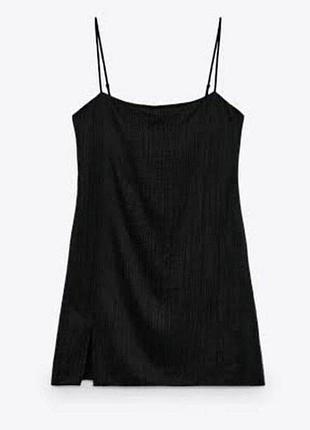 Zara платье плиссе на бретельках в бельевом стиле