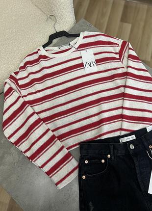 Кофта zara оверсайз реглан в полоску 2
