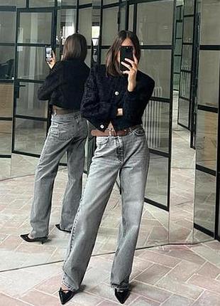Широкие джинсы wide leg от zara, 36, 42р, оригинал