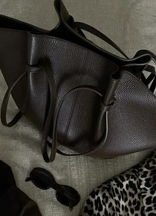 Сумка тоут the row leather кожа шкіра кофе кава темный шоколад темний шоппер