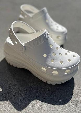 Жіночі крокси сабо на платформі classic mega cruch white білі Disney crocs Disney crocs