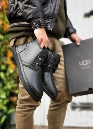 Зимові чоботи ugg neumel чорні шкіряні7 фото