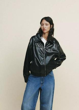 Куртка штучна шкіра бомбер zara