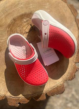 Детские кроксы сабо для девочек literide kids poppy/white crocs