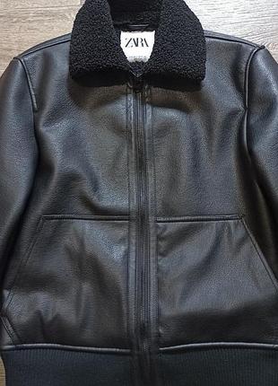 Супер черная дубленка zara