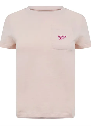 Женская футболка оригинал DV9536 reebok chenille с карманом 100% cotton персиковая размер s