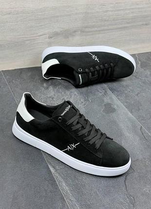 Мужские демисезонные замшевые кеды armani exchange 53416