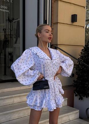 Женский летний костюм тройка рубашка шорты и баска из натуральной ткани