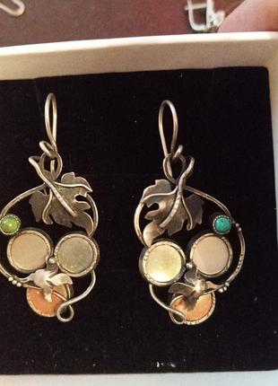 Сережки мелхіор,перламутр,бірюза