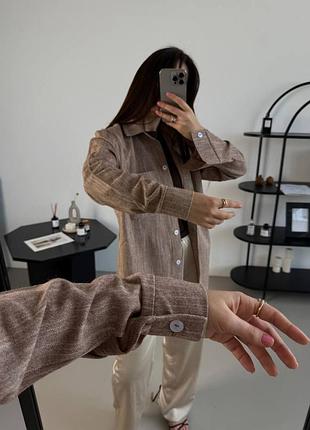 Жіноча класична сорочка з натурального льону