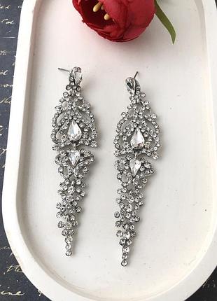 Длинные серьги с камнями, для свадьбы, выпускного , мероприятия