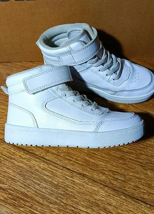 Белые кожаные высокие кроссовки хайтопы. 30-размер. 19,5 см.