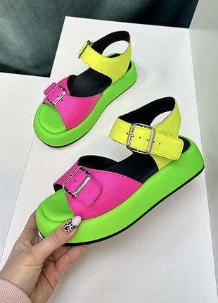 Цветные сандалии босоножки runa натуральная кожа замш 36-41