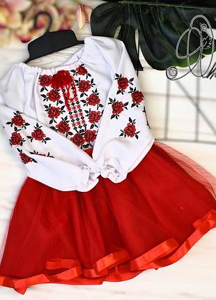 Костюм вышиванка для девочки, домотканное полотно