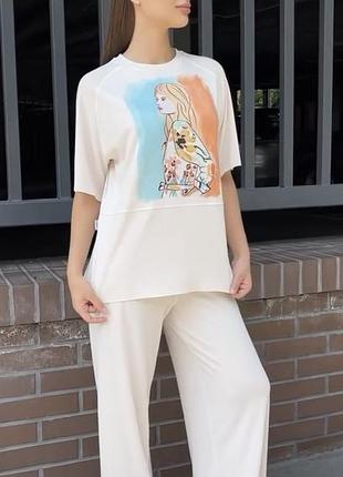 Костюм рубчик з принтом бренду verena