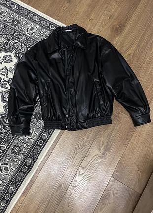Бомбер zara зі штучної шкіри
