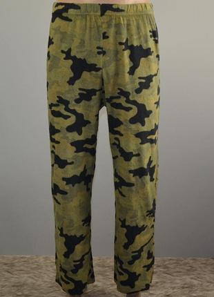 Faded glory тёплые камуфляжные флисовые штаны, домашние, поддёвка (14-15)