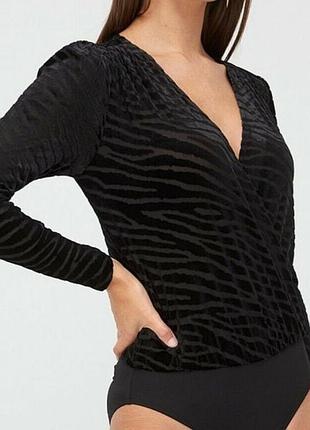 Черный боди блуза с длинным рукавом