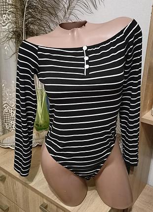 Полосатый боди на плечах missguided