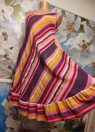 Платье льняное с кружевной вставкой сзади  италия 14-16 р