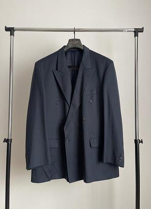 Винтажный двубортный пиджак темно синий marks spencer