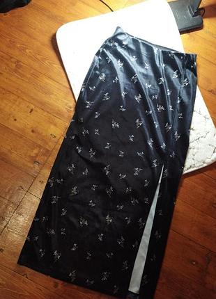 Юбка миди велюровая с разрезом на ножке 🔥 оформление безопасной оплаты