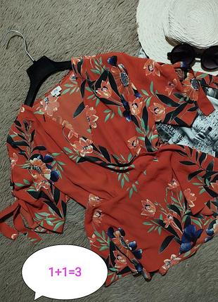 Гарний квітковий топ на запах/блузка/блуза