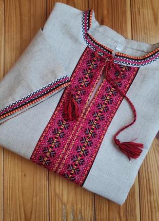 Льняная украинская рубашка-вышиванка 38р handmade