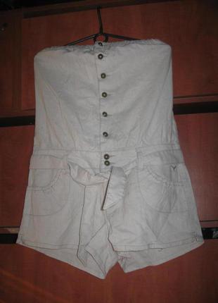 Комбинезон лён бежевый