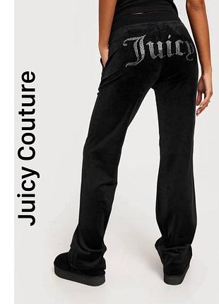 Велюрові штани кльош juicy couture з написами та лого зі стразів зварювання