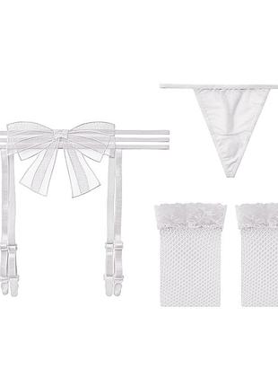 Відвертий комплект трусики пояс сіточні панчохи 81972