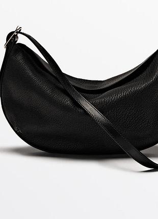 Кожаная сумка полумесяц massimo dutti