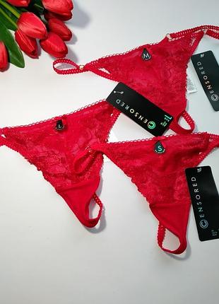 Новые кружные трусики стринги censored, размер s, m, l