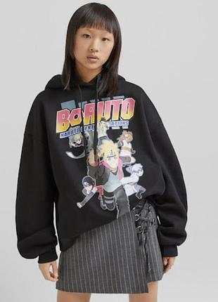 Oversize худі bershka з аніме принтом
