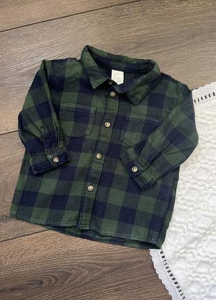 Рубашка на длинный рукав для мальчика 4-6 мес 68 см фланелевая