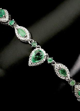Браслет серебро 925 натуральный изумруд