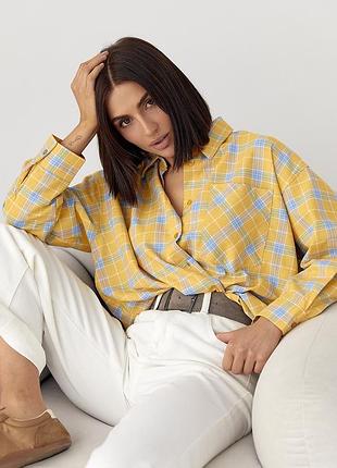 Хлопковая женская рубашка в клетку