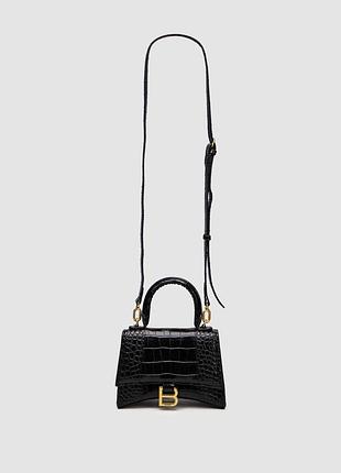 Сумка hourglass xs handbag crocodile embossed in black